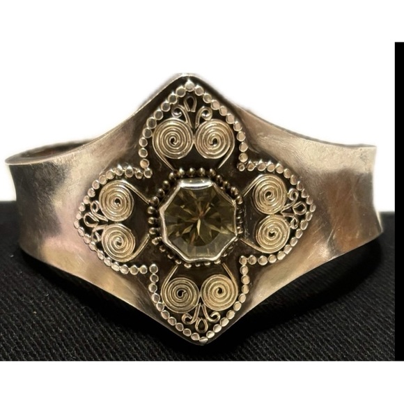 Lemon Quartz 4.65ct. {Michou} Sterling Silver Cuff Bracelet Boho Exclusive - Picture 7 of 7
